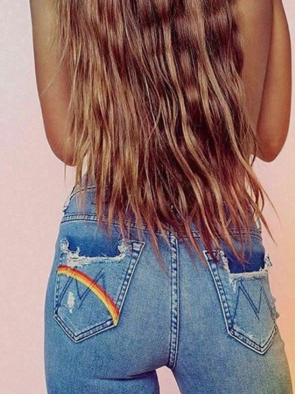 MOTHER The Looker High Waisted “Dancing the Hula” Jeans Rainbow Festival Sz 25